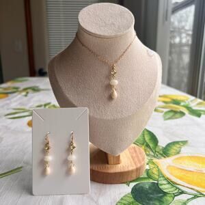 Creamy Jade Peridot Light Mint Green Czech Glass Casual Romantic Jewelry Set